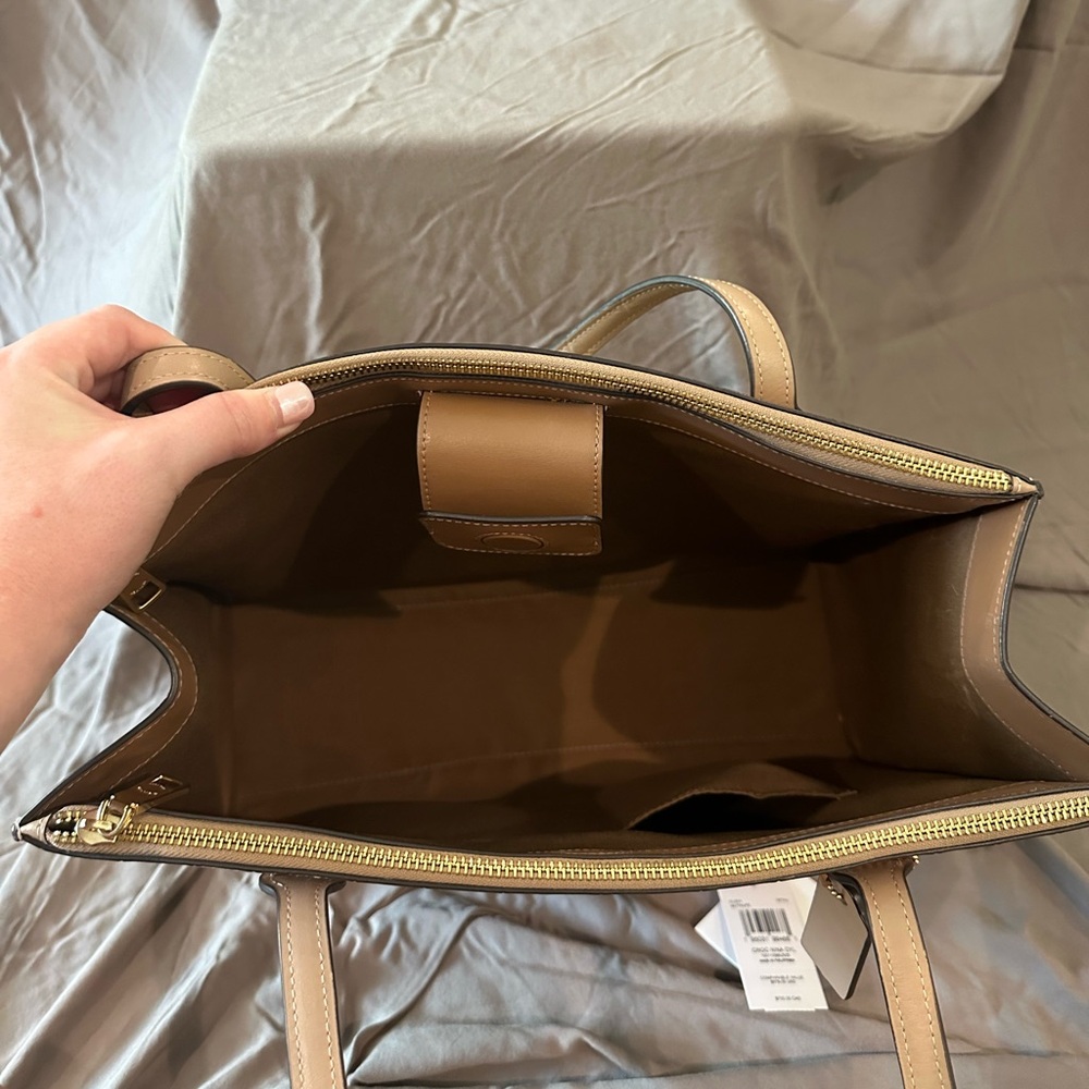 Coach Croc-Embossed Leather Bag in Beige - Picture 7 of 9